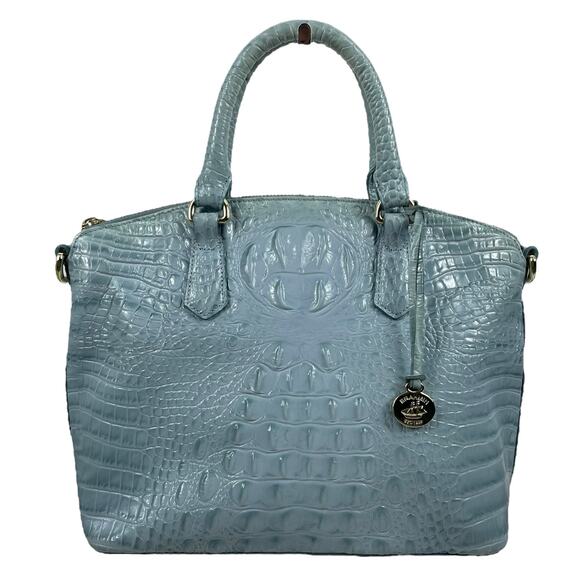 Brahmin Duxbury Satchel Bag Melborne Sky Blue Croc Embossed - Picture 2 of 10
